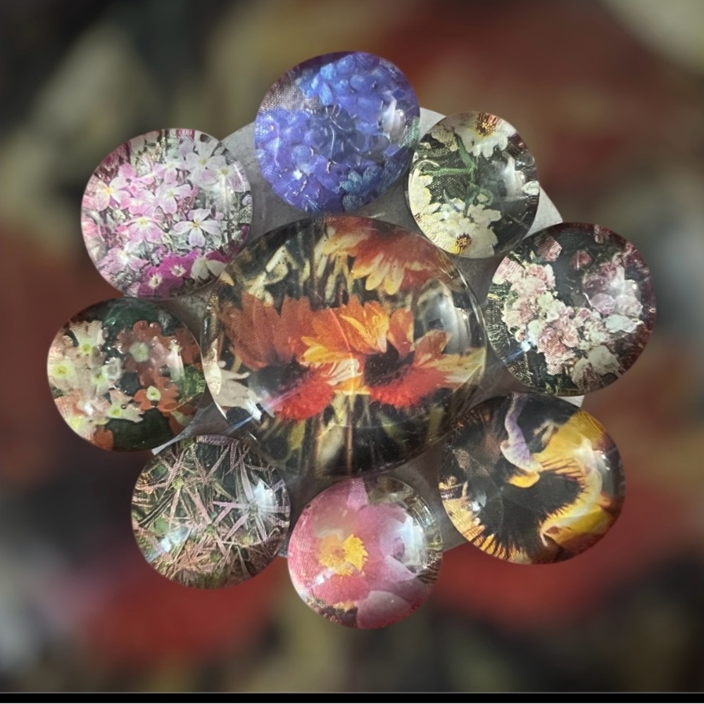 Floral Glass Magnets Set
